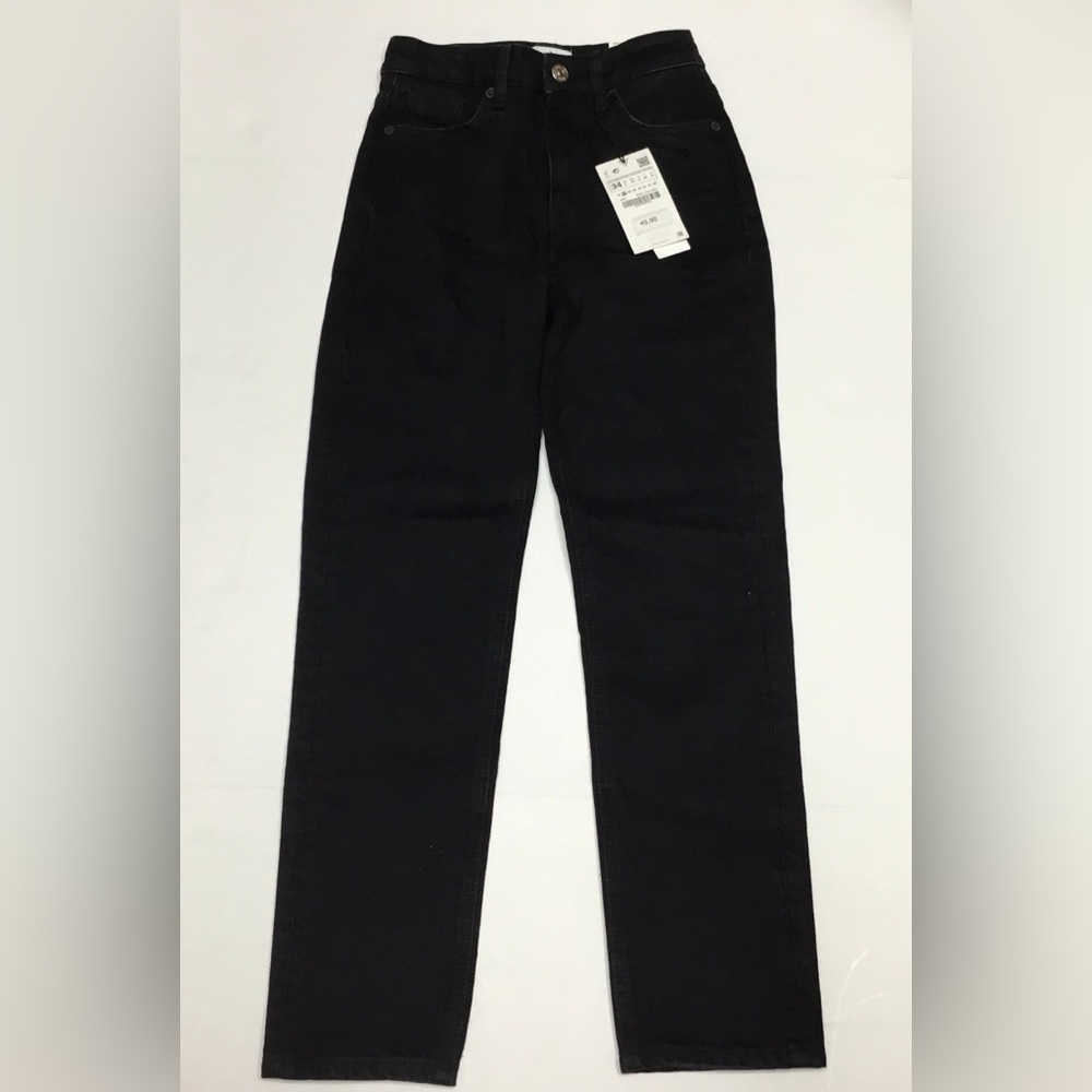 NWT ZARA High Rise Ankle Length Black Jeans. Size 2 - Picture 3 of 9